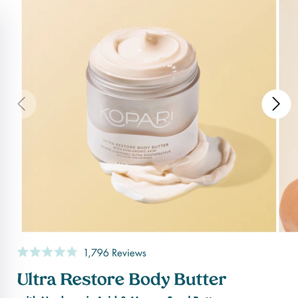Kopari Ultra Restore Body Butter — Cream Jar
